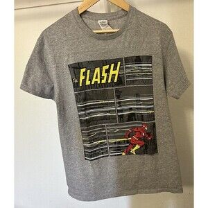 The Flash‎ DC Comics Shirt Short Sleeve Crew Neck Gray Comic Books Delta M